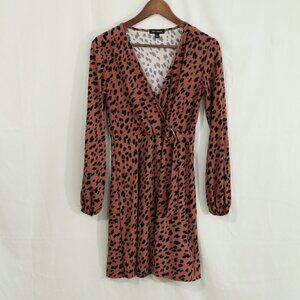 QED London Women’s Animal Print Wrap Dress Long Sleeve UK 10 (US 6)